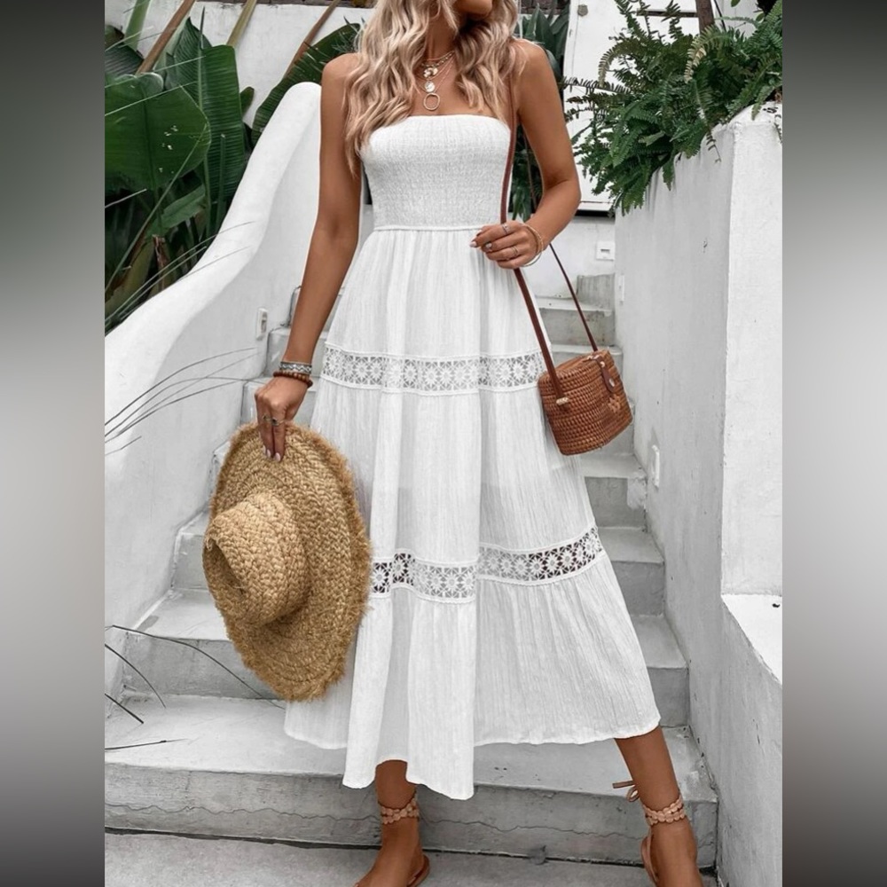 Boho lace insert tube dress